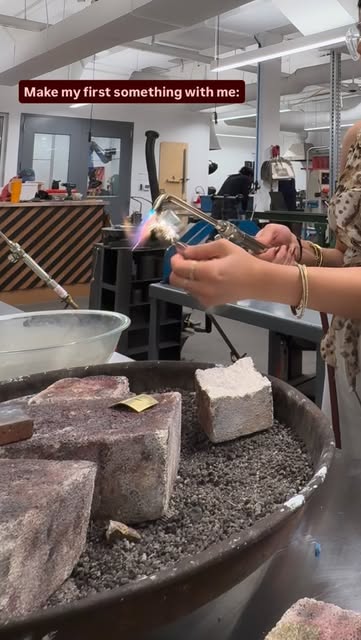 Torch-melting metal in the jewelry studio
